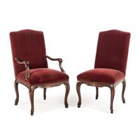 A Set of Six Michael Taylor Velvet Upholstered Dining Chairs