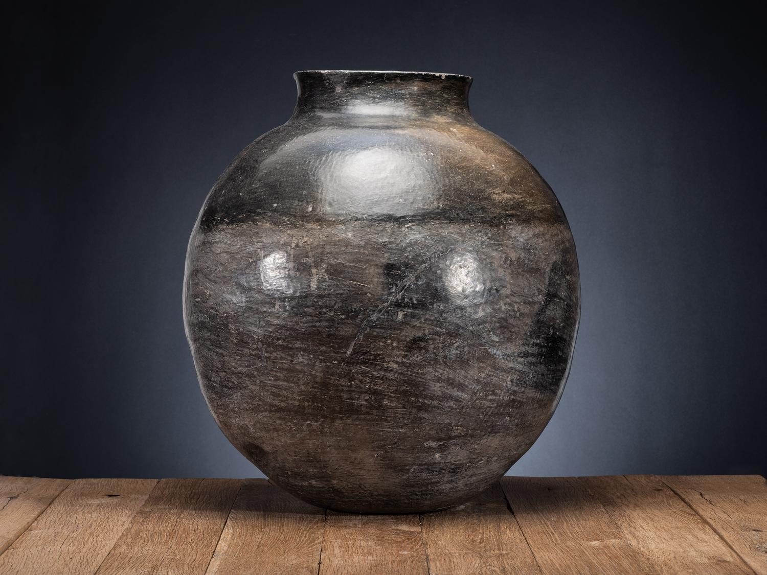Massive Ohkay Owingeh Blackware Pottery Storage Jar
