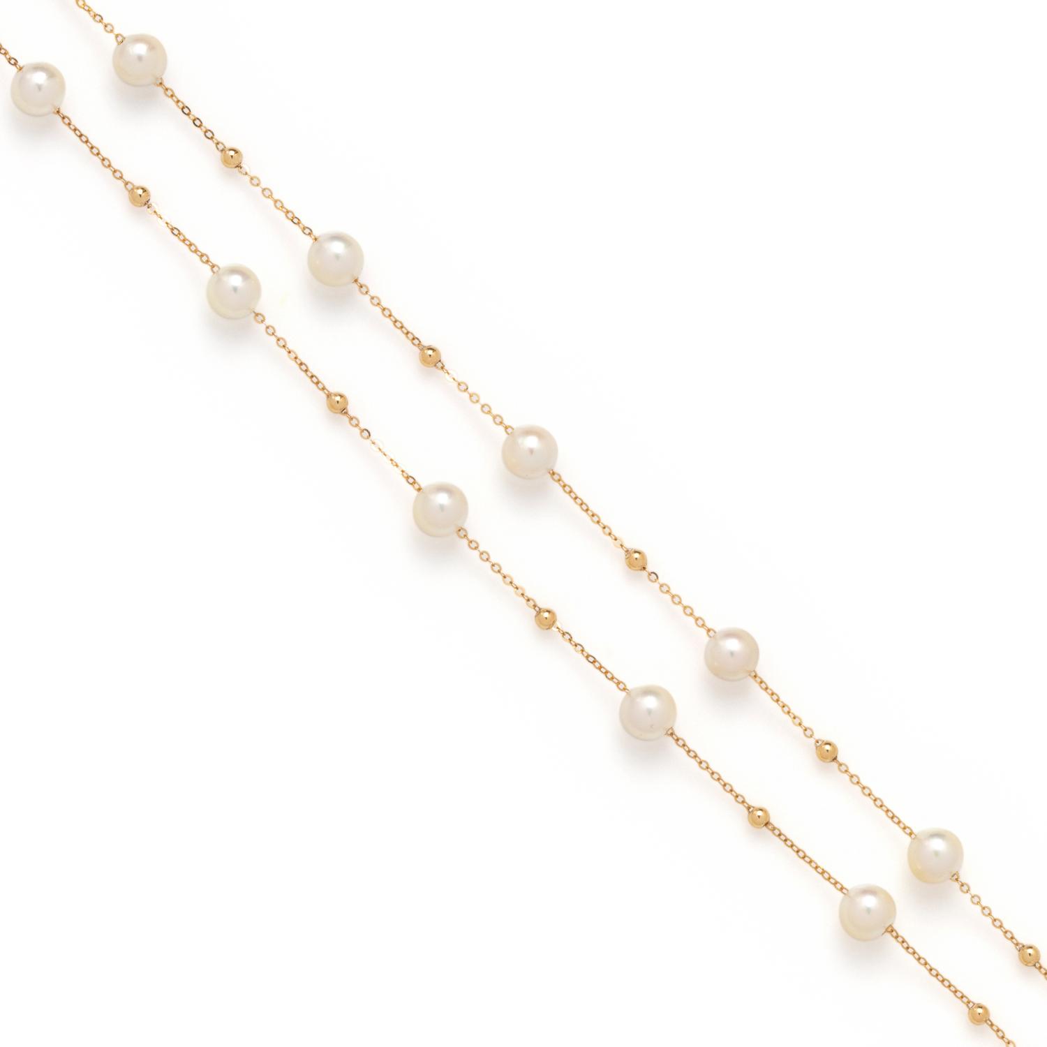 YELLOW GOLD AND CULTURED PEARL NECKLACE