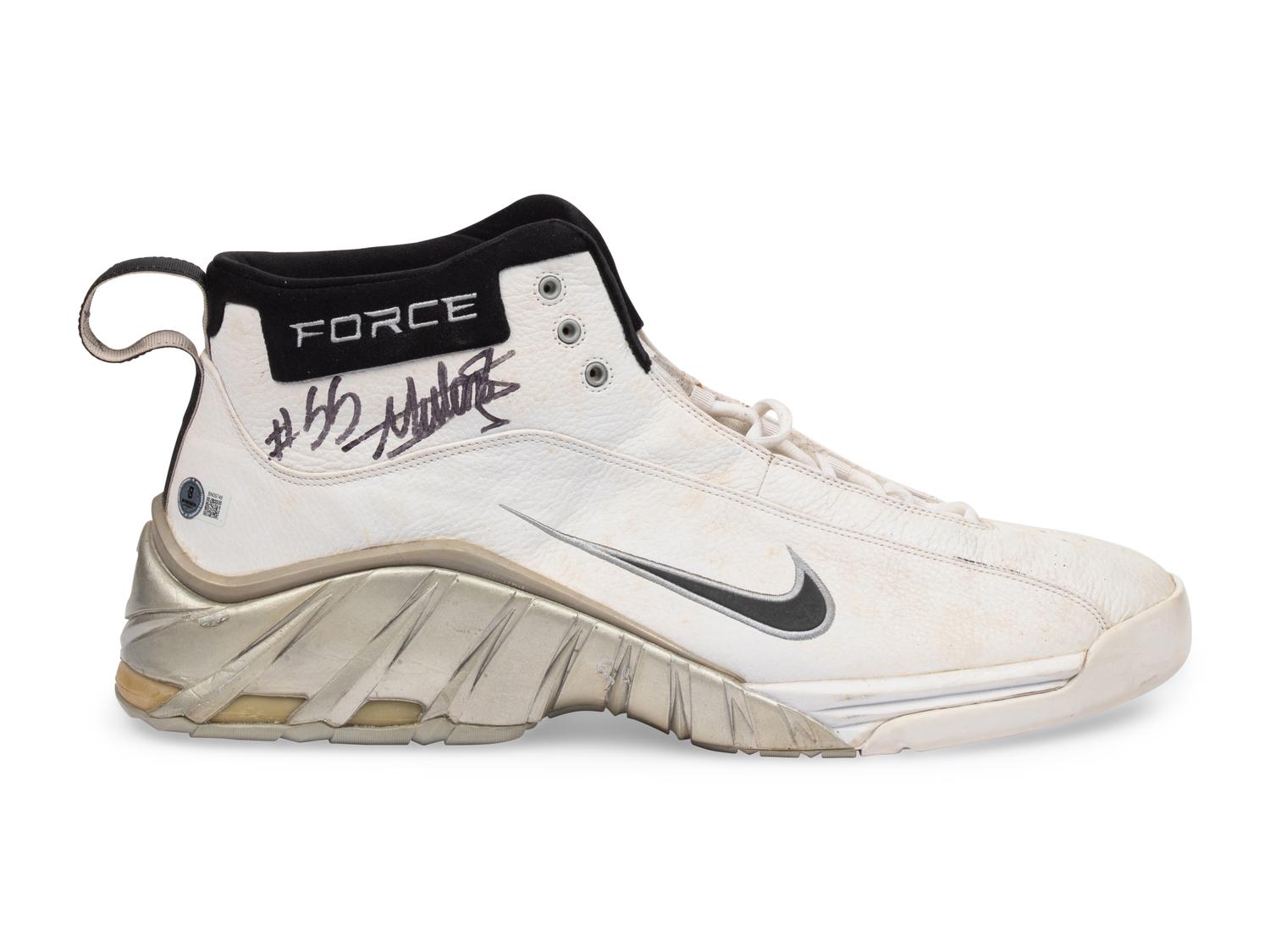A Dikembe Mutombo Signed Autograph Game Used / Issued Adidas Basketball Shoe