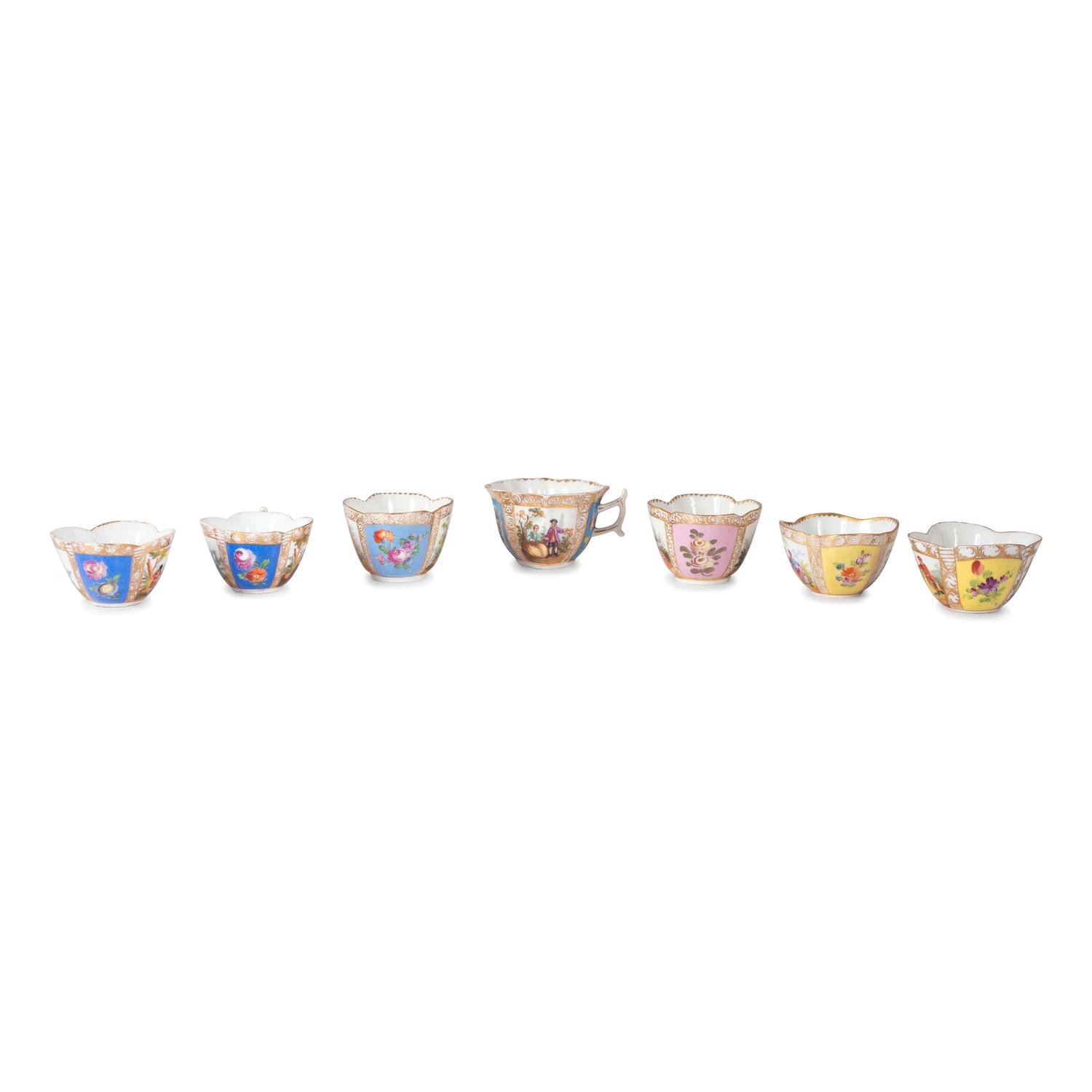 Continental Porcelain Luncheon Plates and Tea Service Including Meissen