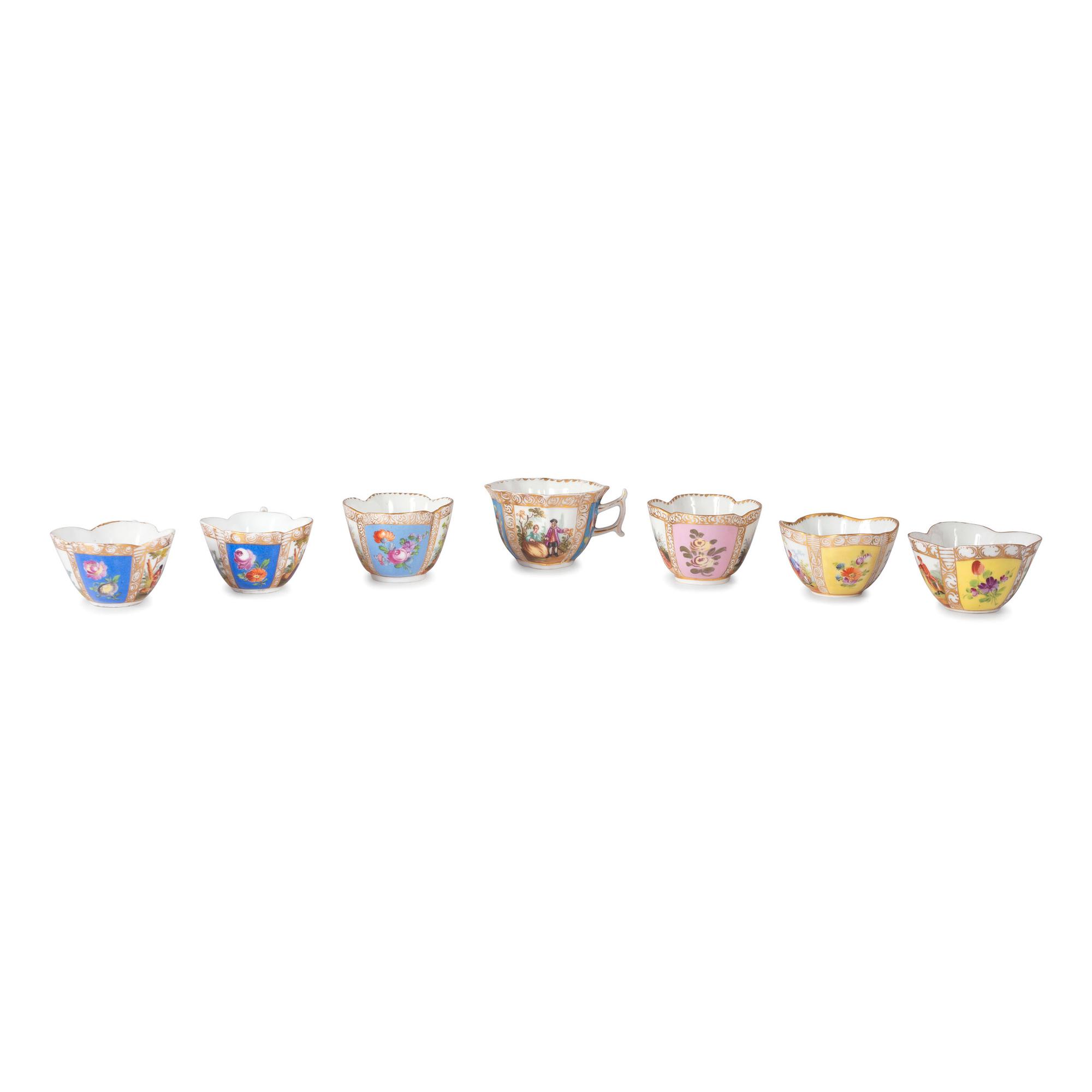 Continental Porcelain Luncheon Plates and Tea Service Including Meissen