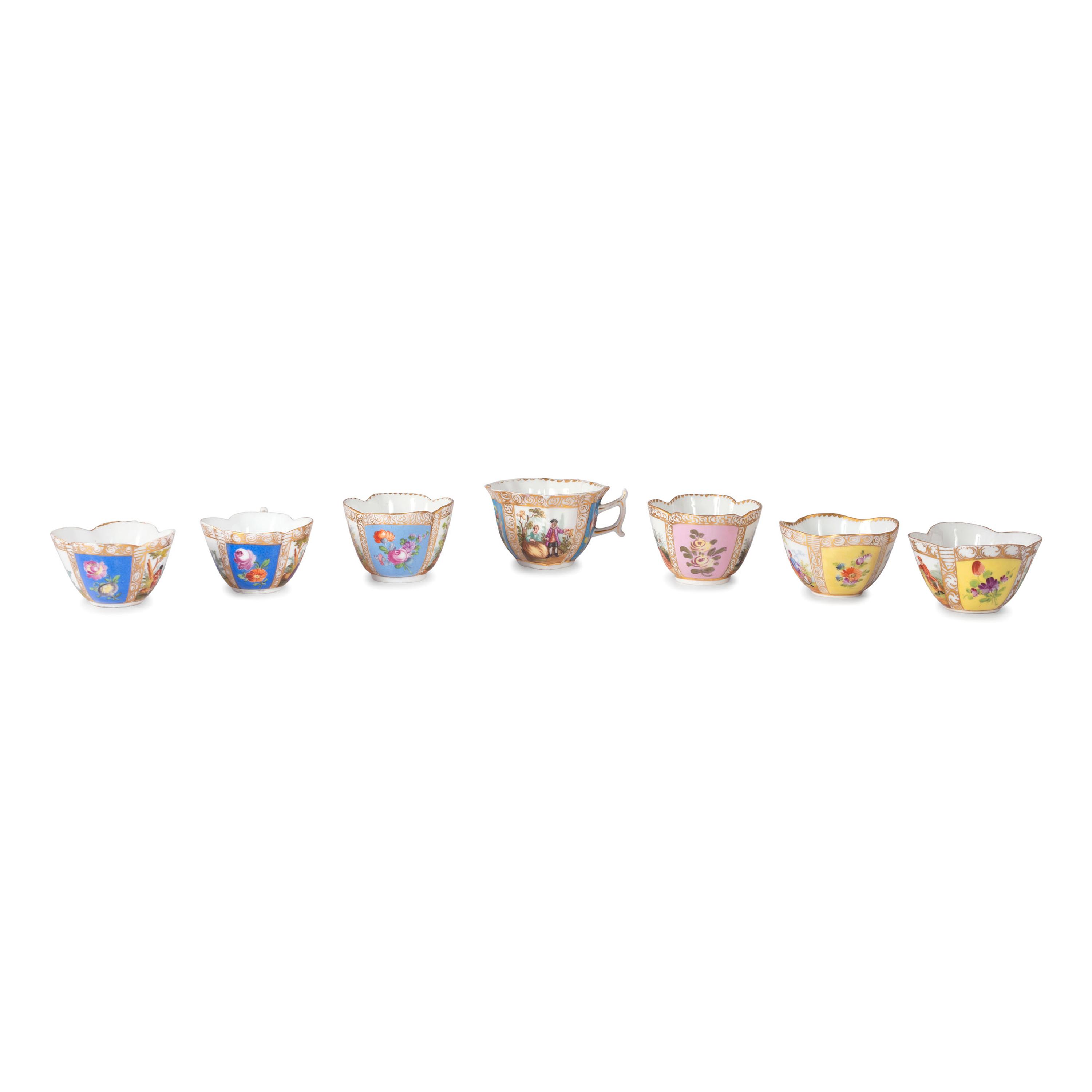 Continental Porcelain Luncheon Plates and Tea Service Including Meissen