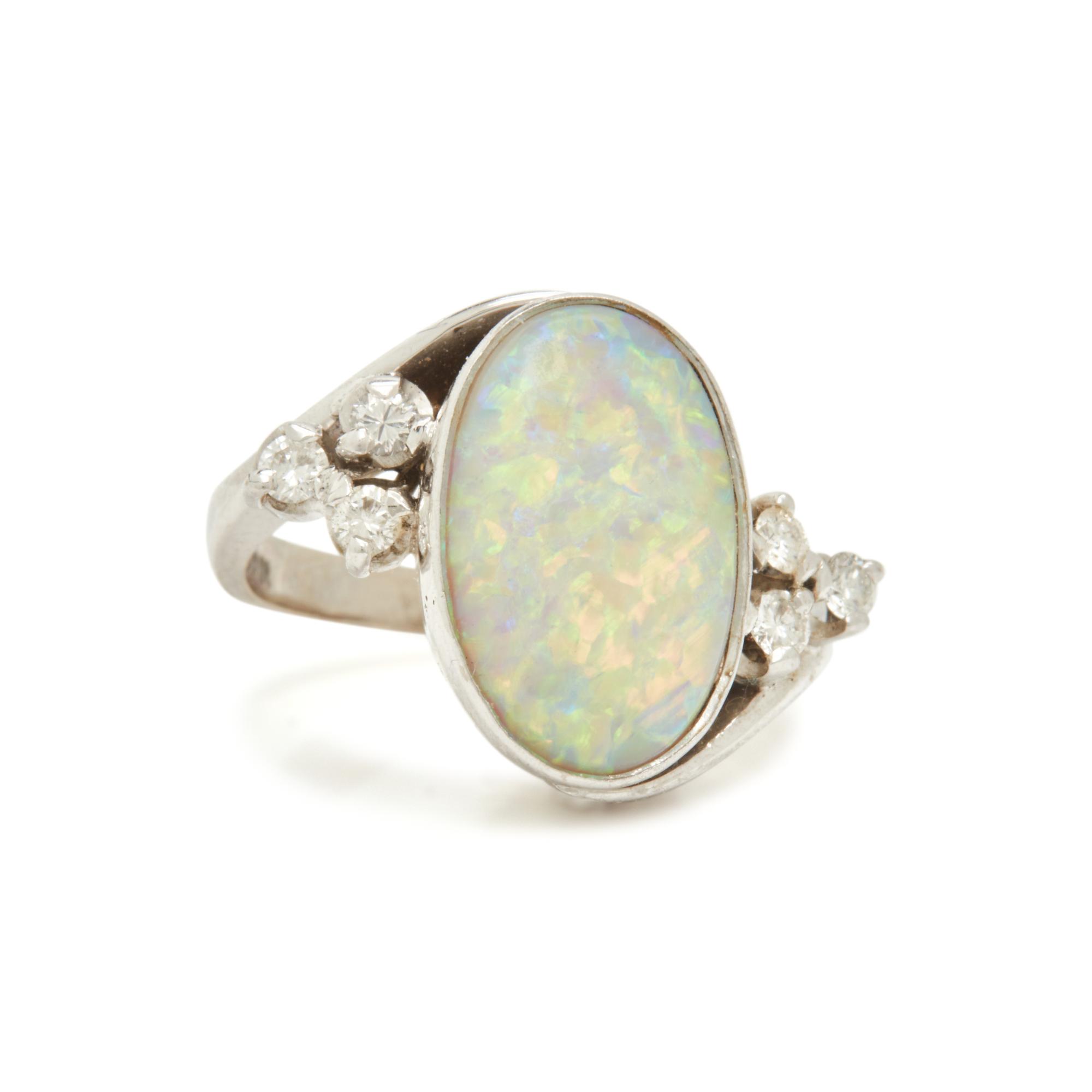 COLLECTION OF WHITE GOLD, DIAMOND, AND OPAL JEWELRY