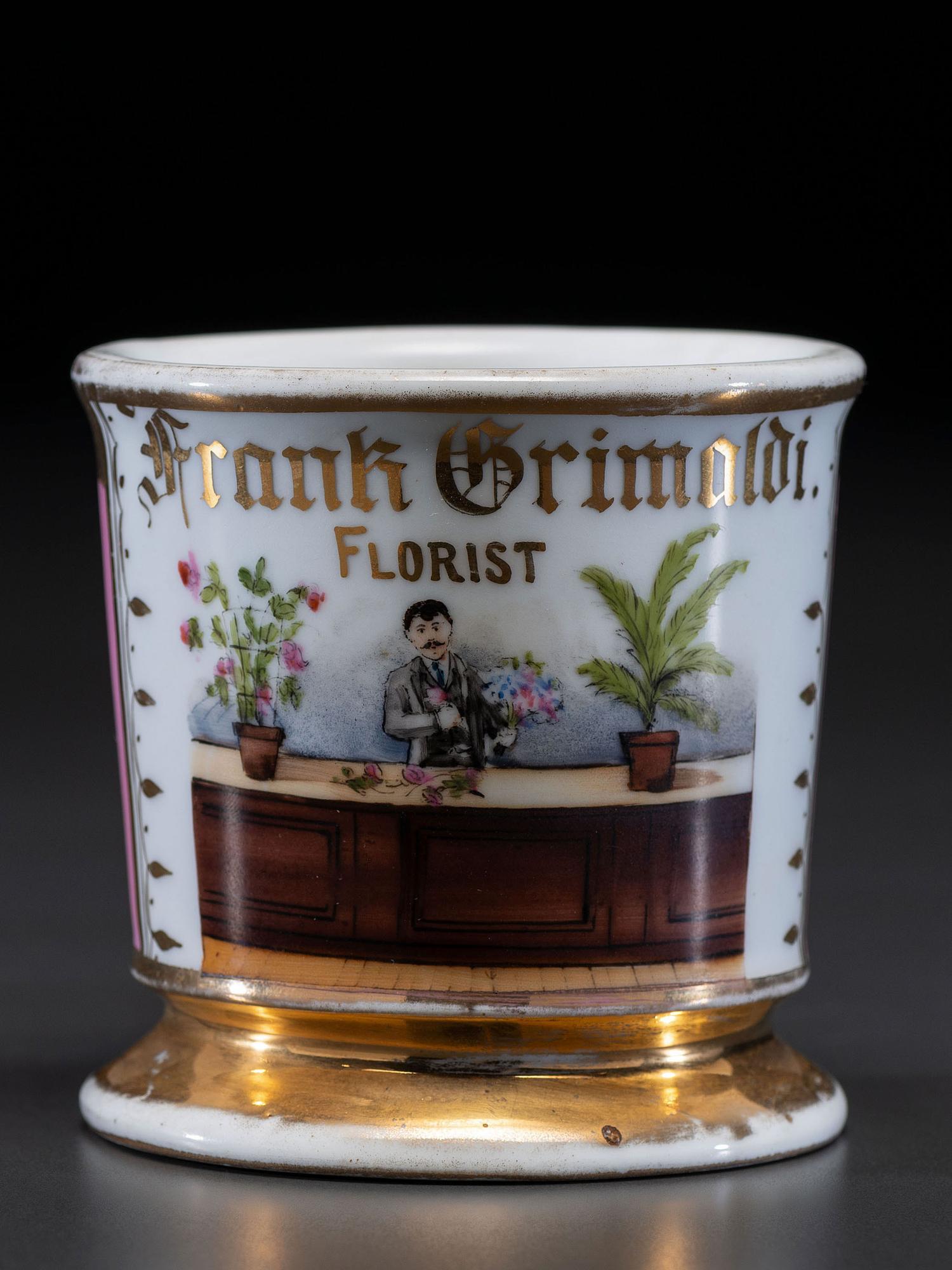 A Florist's Porcelain Occupational Shaving Mug