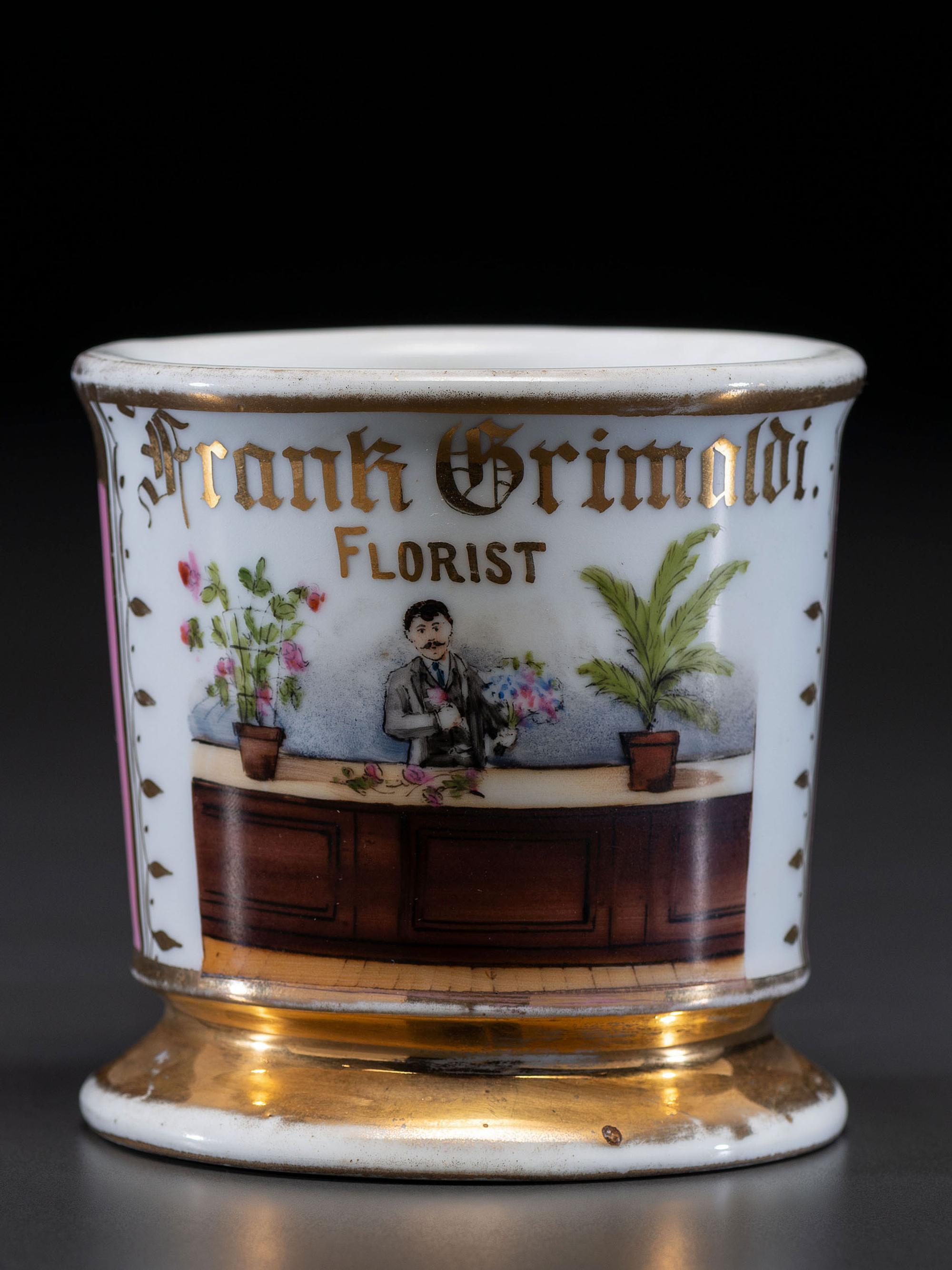 A Florist's Porcelain Occupational Shaving Mug