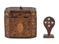 A George III Rolled Paper Tea Caddy and A Basket Splint Guide