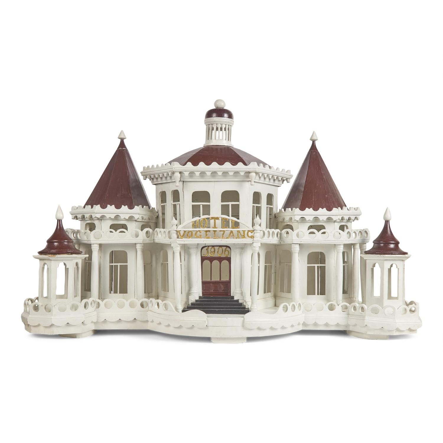 A Large Painted Wood Purple Martin House, "Hotel Vogelzang/ 1906" From Chestnut Hill, Philadelphia