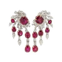 UNHEATED BURMESE RUBY AND DIAMOND EARRINGS
