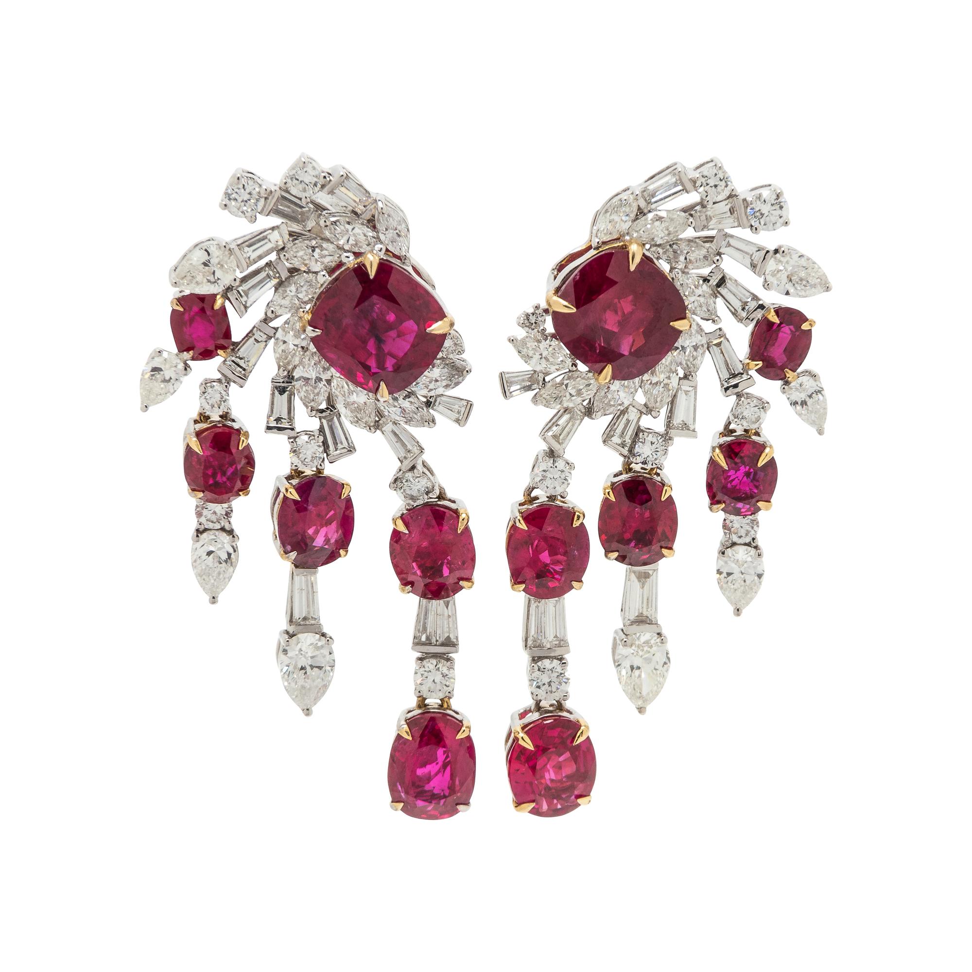 UNHEATED BURMESE RUBY AND DIAMOND EARRINGS