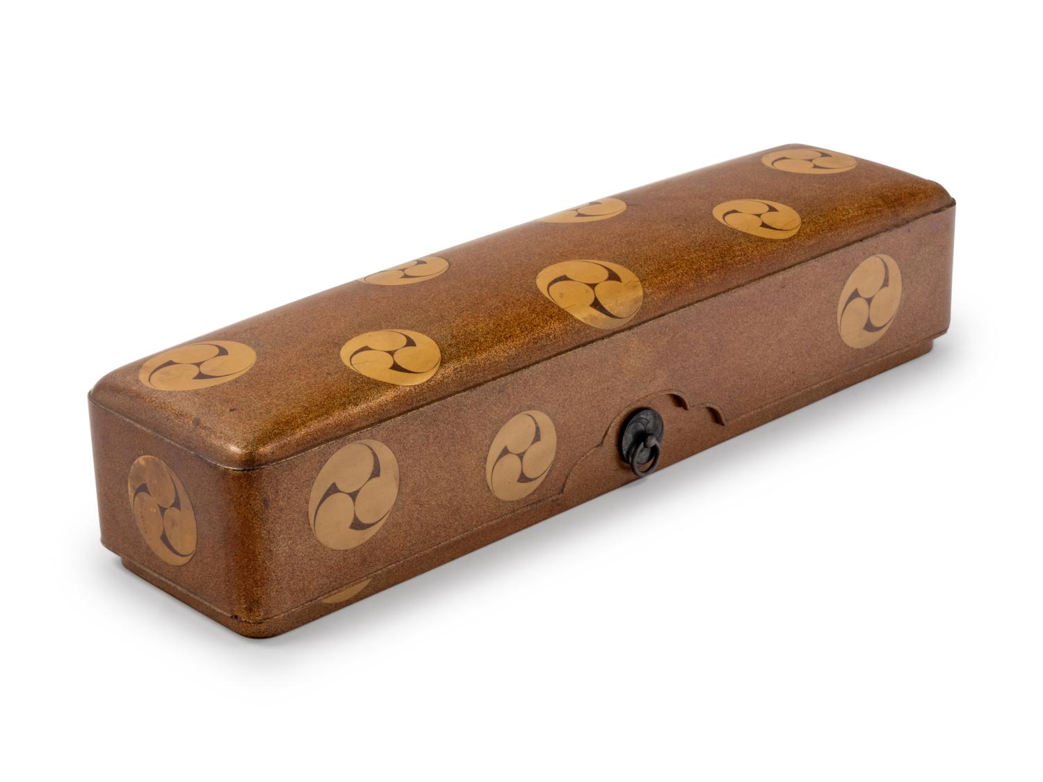 A Japanese Gilt Lacquer Rectangular Scroll Box