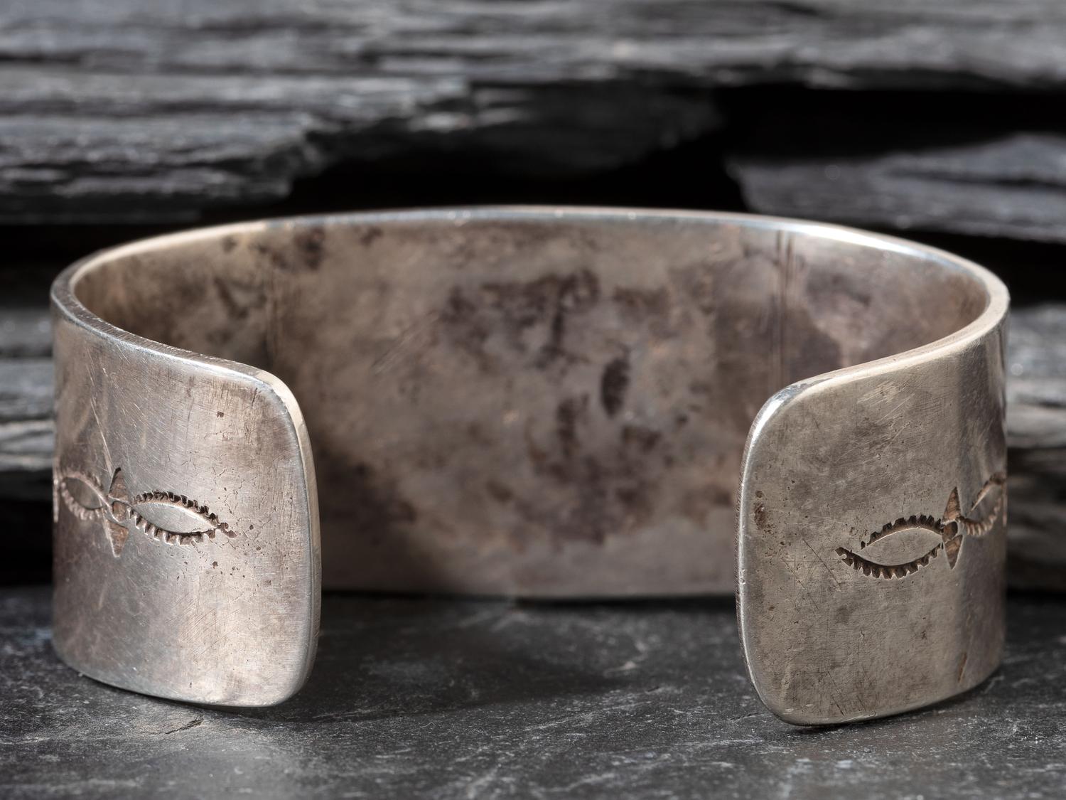 Navajo Ingot and Turquoise Cuff Bracelet