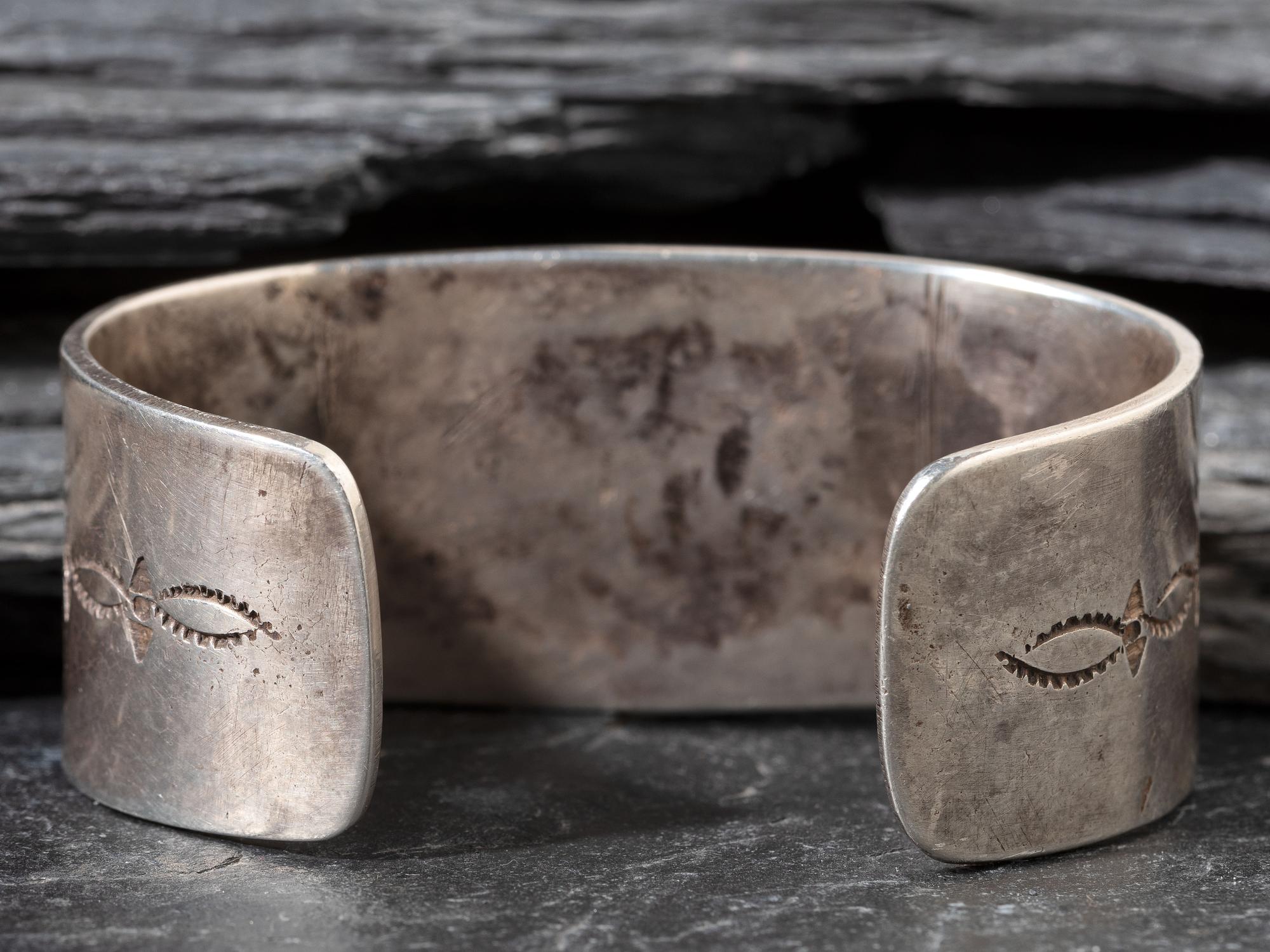 Navajo Ingot and Turquoise Cuff Bracelet