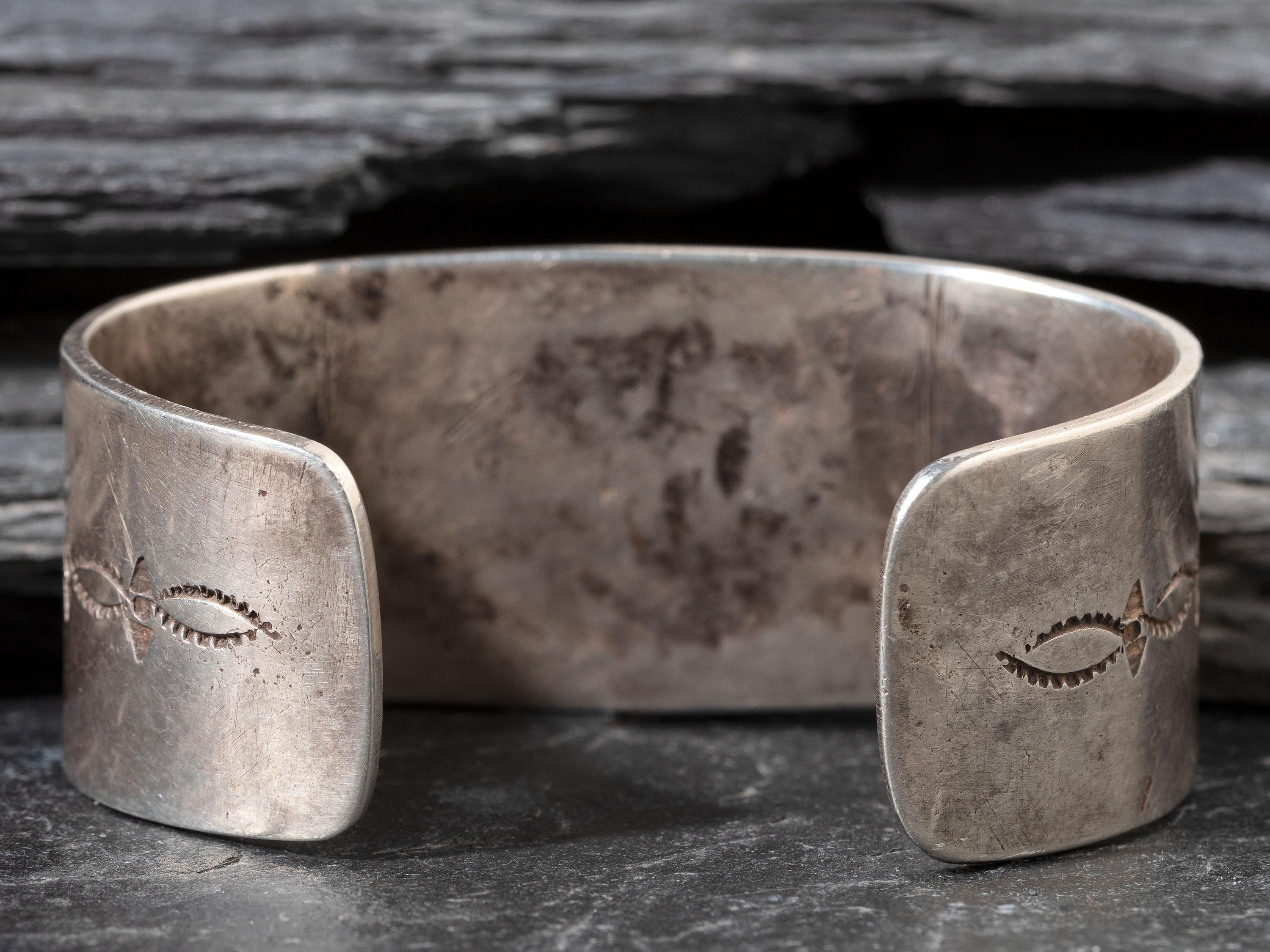 Navajo Ingot and Turquoise Cuff Bracelet