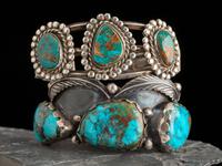 Navajo Silver and Turquoise Cuff Bracelets
