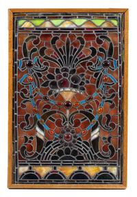 A Palmer V. Kellogg Mansion Leaded Glass Window, Burnham & Root Height 33 x width 22 inches overall. — CIRCA 1883