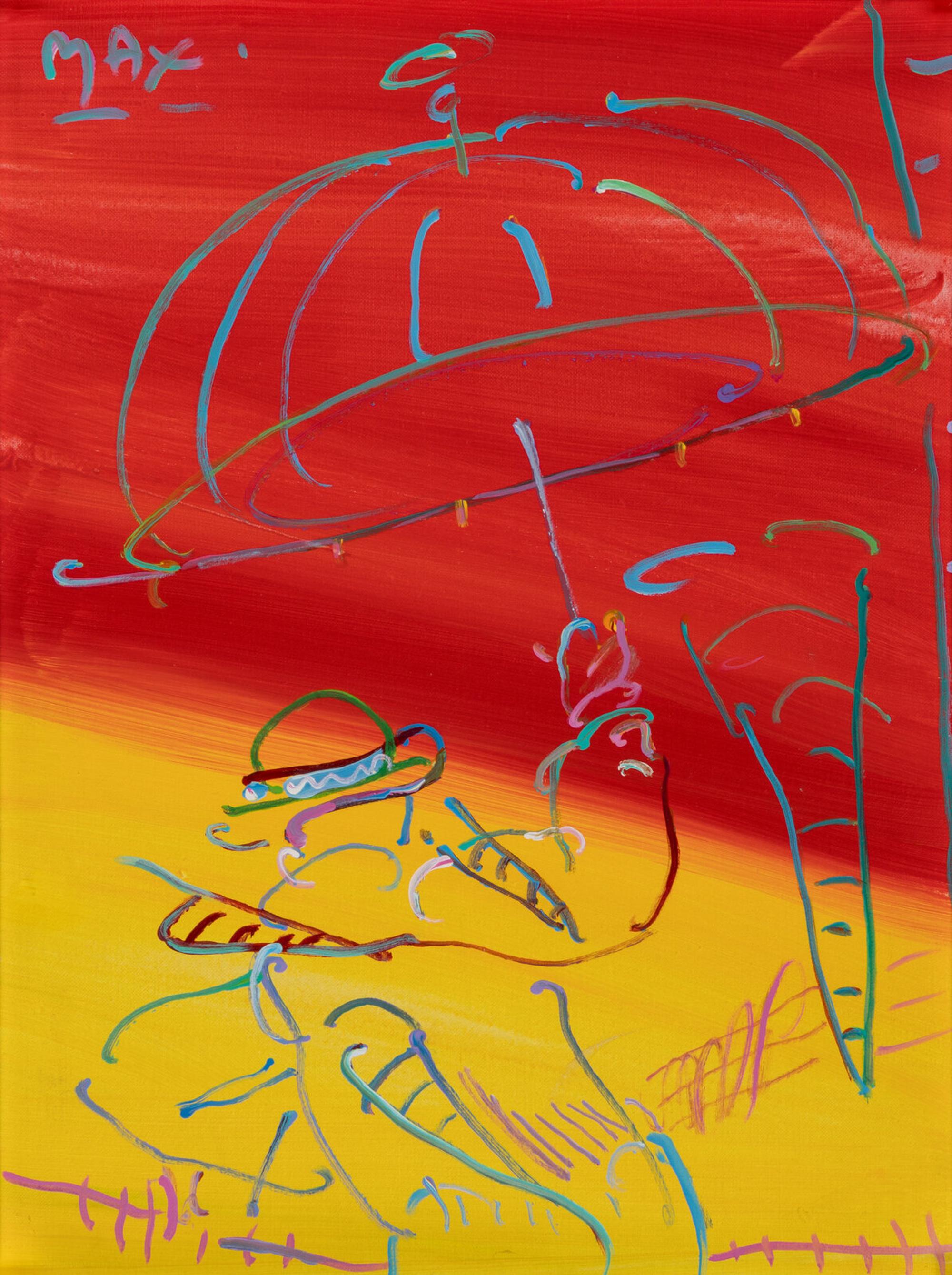 Zero Series, Version II, #4, 1990 and Man with Umbrella, 1988 (two works)