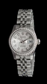 A Stainless Steel, White Gold and Diamond Ref. 179384 Datejust Wristwatch, Rolex, Circa 2011,