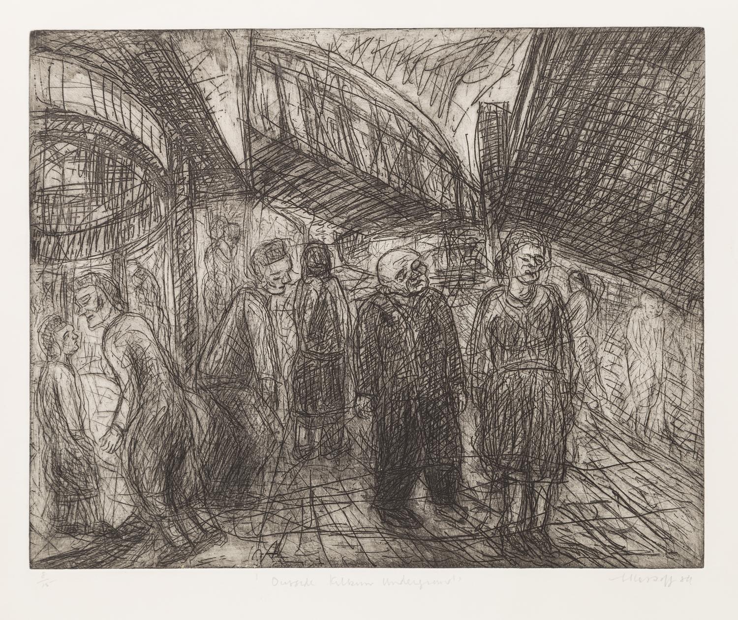 Leon Kossoff, (British, b. 1926), Outside Kilburn Underground, 1983