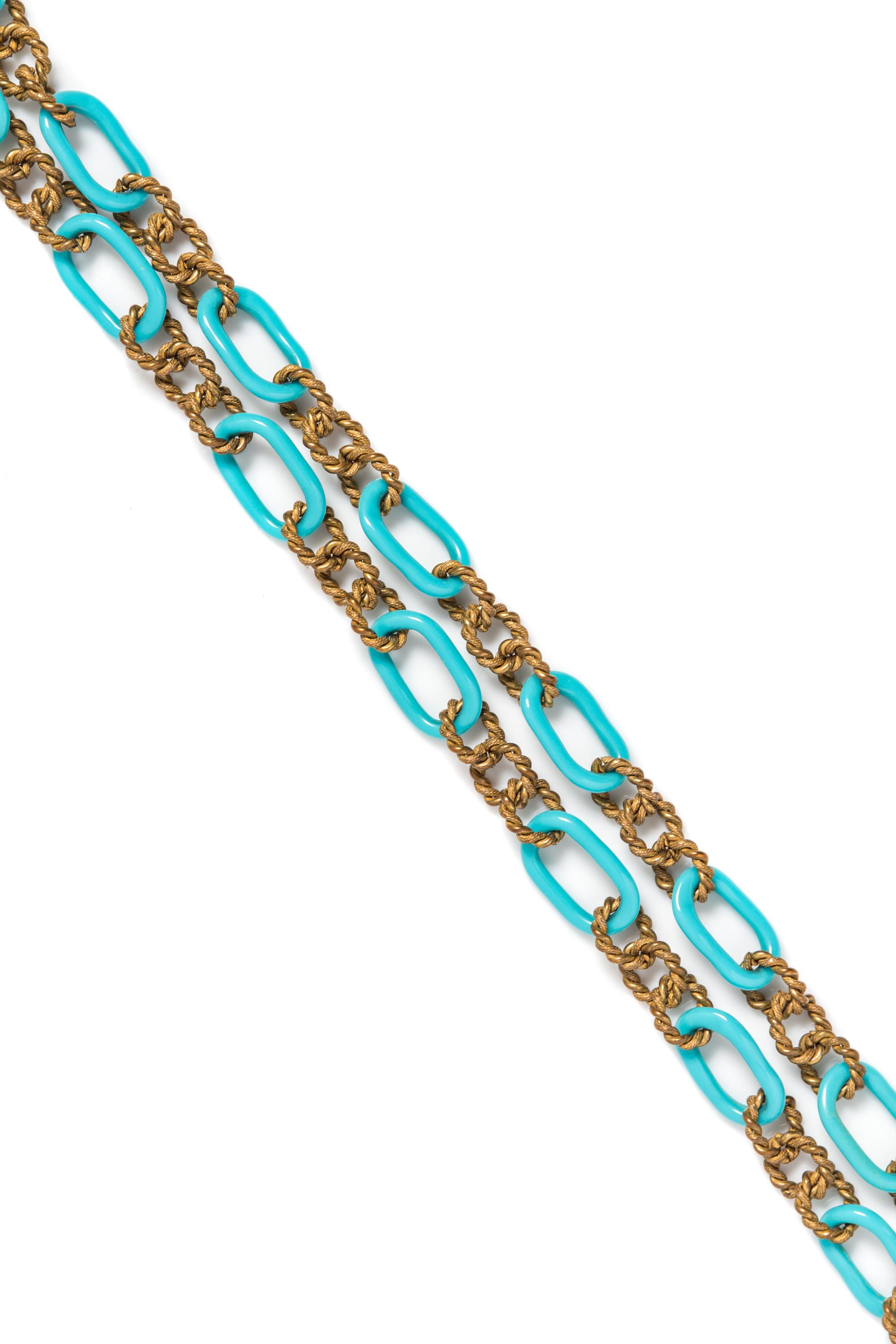 A Miriam Haskell Gold Link Necklace, 30".