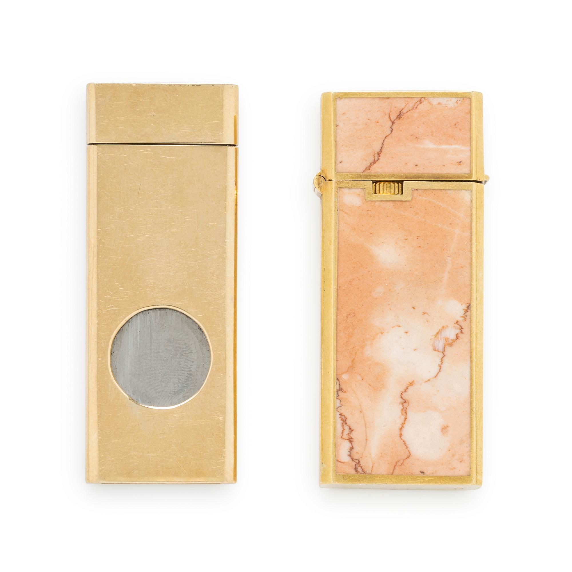 YELLOW GOLD LIGHTER AND CIGARETTE CUTTER