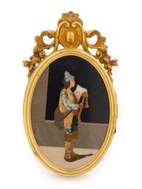 An Italian Pietra Dura Inset Gilt Metal Box Width 5 1/8 inches. — 19TH CENTURY