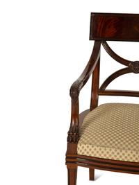 A Pair of Regency Style Mahogany Open Armchairs — 20th Century