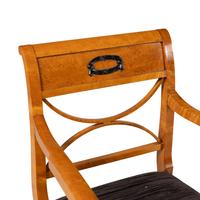 A Pair of North European Satinwood, Amboyna and Part-Ebonized Armchairs