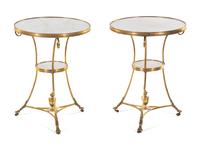 A Pair of Neoclassical Gilt Bronze and Marble-Top Guéridons