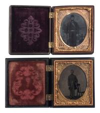 [CIVIL WAR]. A group of 5 tintypes of Union soldiers, most armed, comprising: