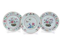 Three Miscellaneous Chinese Export Famille Rose Porcelain Plates — 19TH CENTURY