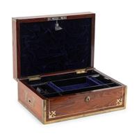 An English Brass Mounted Rosewood Jewelry Casket