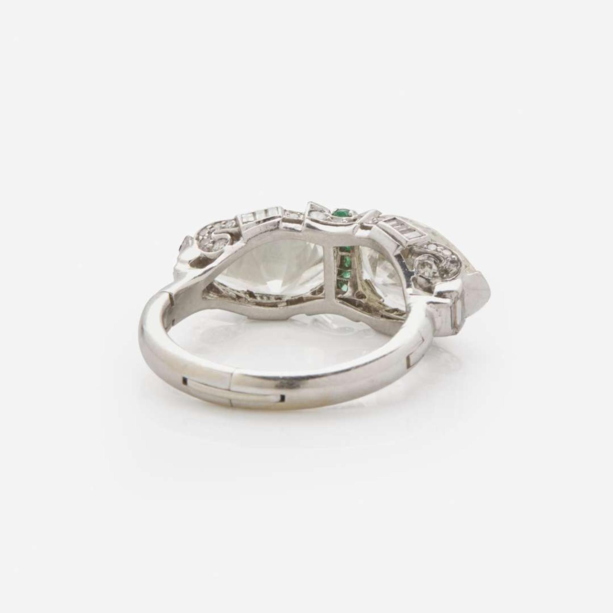 A Pear-Shape Diamond and Emerald Ring 3.16 Carat and 3.22 Carat Pear Brilliant-Cut Diamonds, GIA Certified