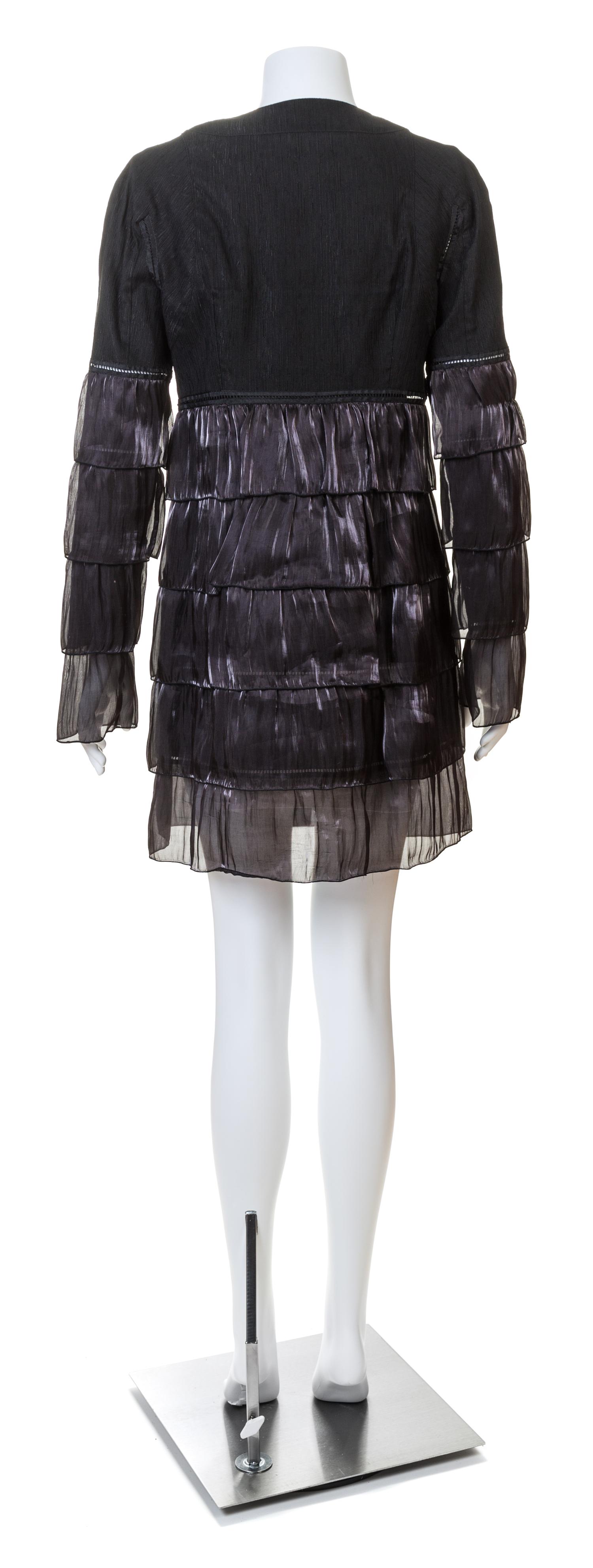 A Rochas Black Tiered Coat, Size 44.