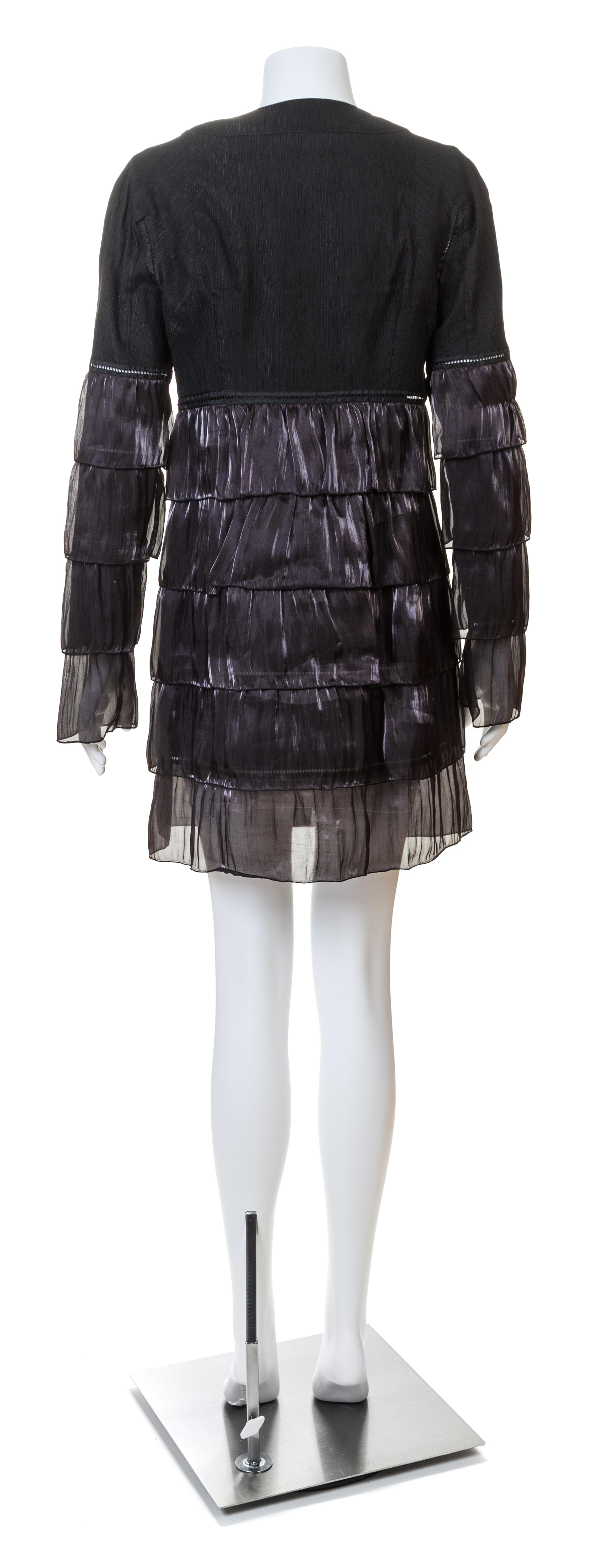 A Rochas Black Tiered Coat, Size 44.