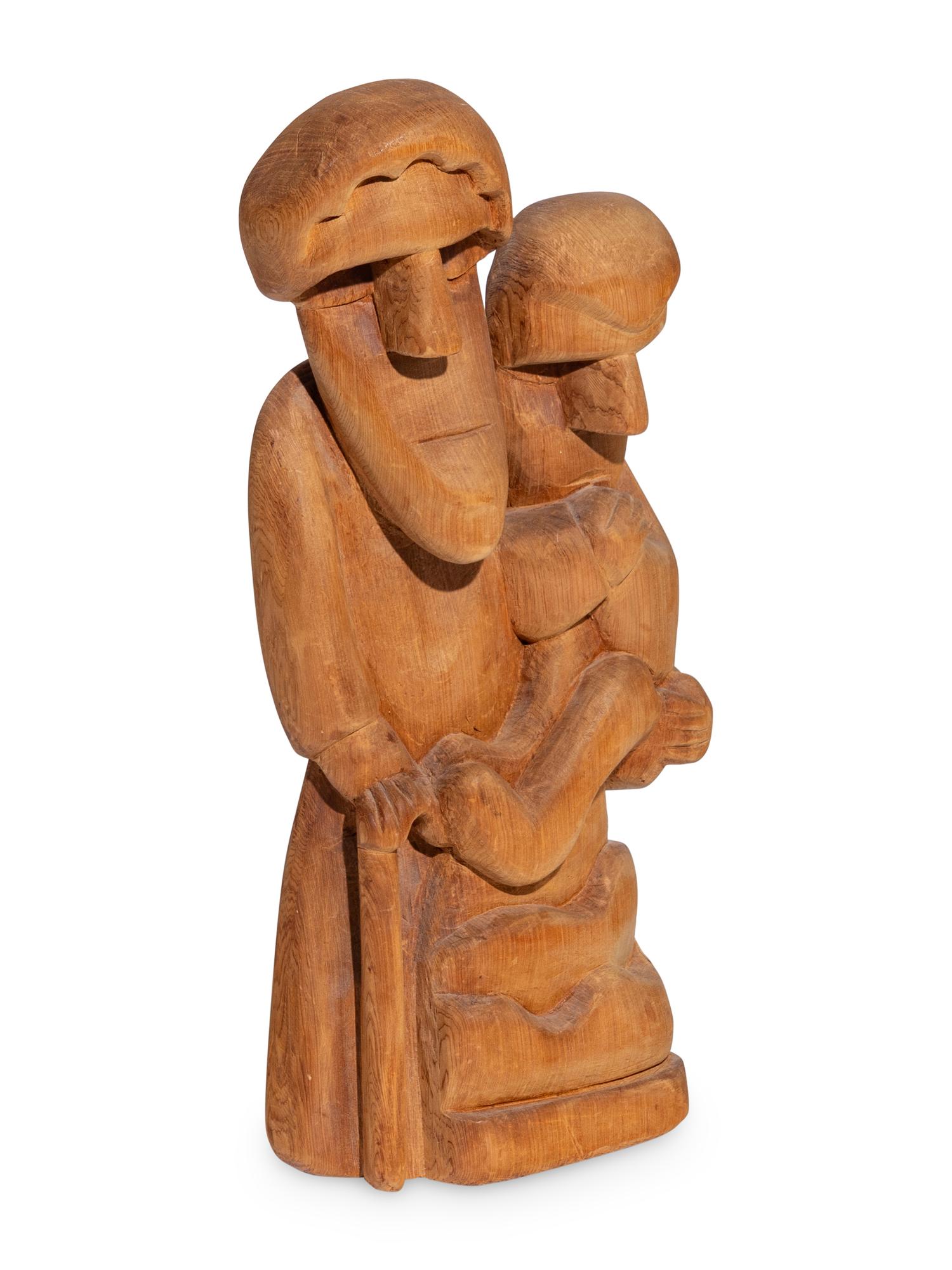 Untitled Wood Sculpture, Saint Joseph and Jesus