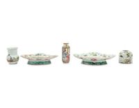 Five Chinese Famille Rose Porcelain Articles
