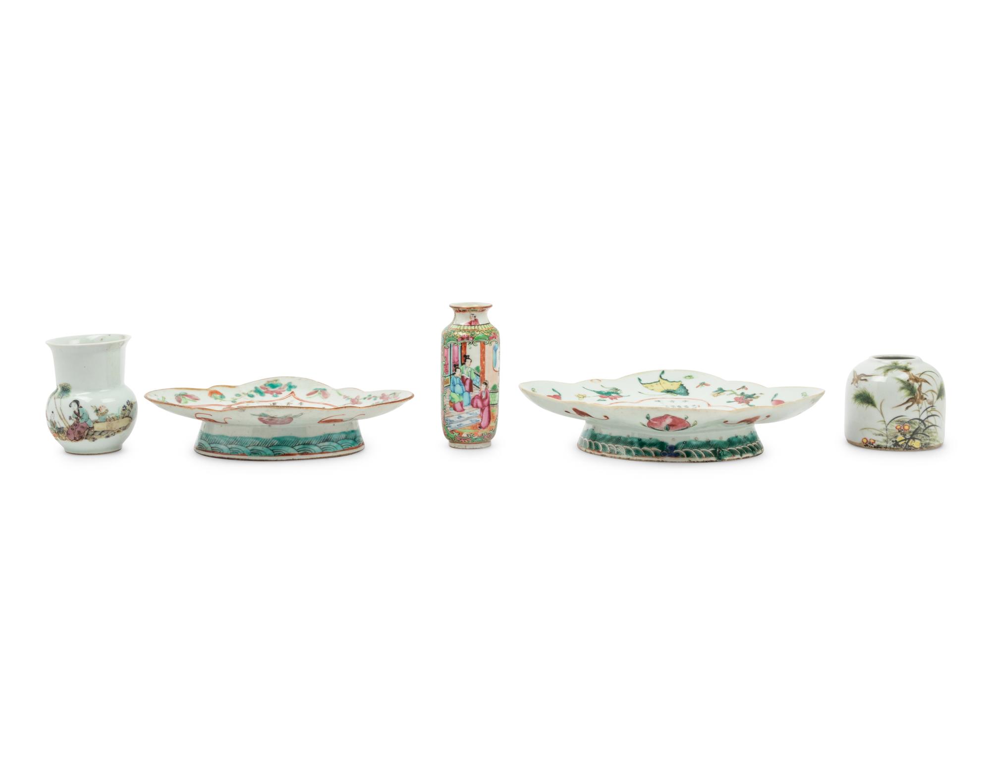 Five Chinese Famille Rose Porcelain Articles