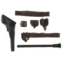 Group of Civil War Era Union Accoutrements: 2 Belts & U.S. Plates, 3 Cap Pouches, a Sword Knot, a Holster & A Carbine Thimble