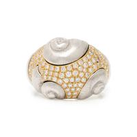 FOCHTMANN, DIAMOND, PLATINUM, AND YELLOW GOLD RING