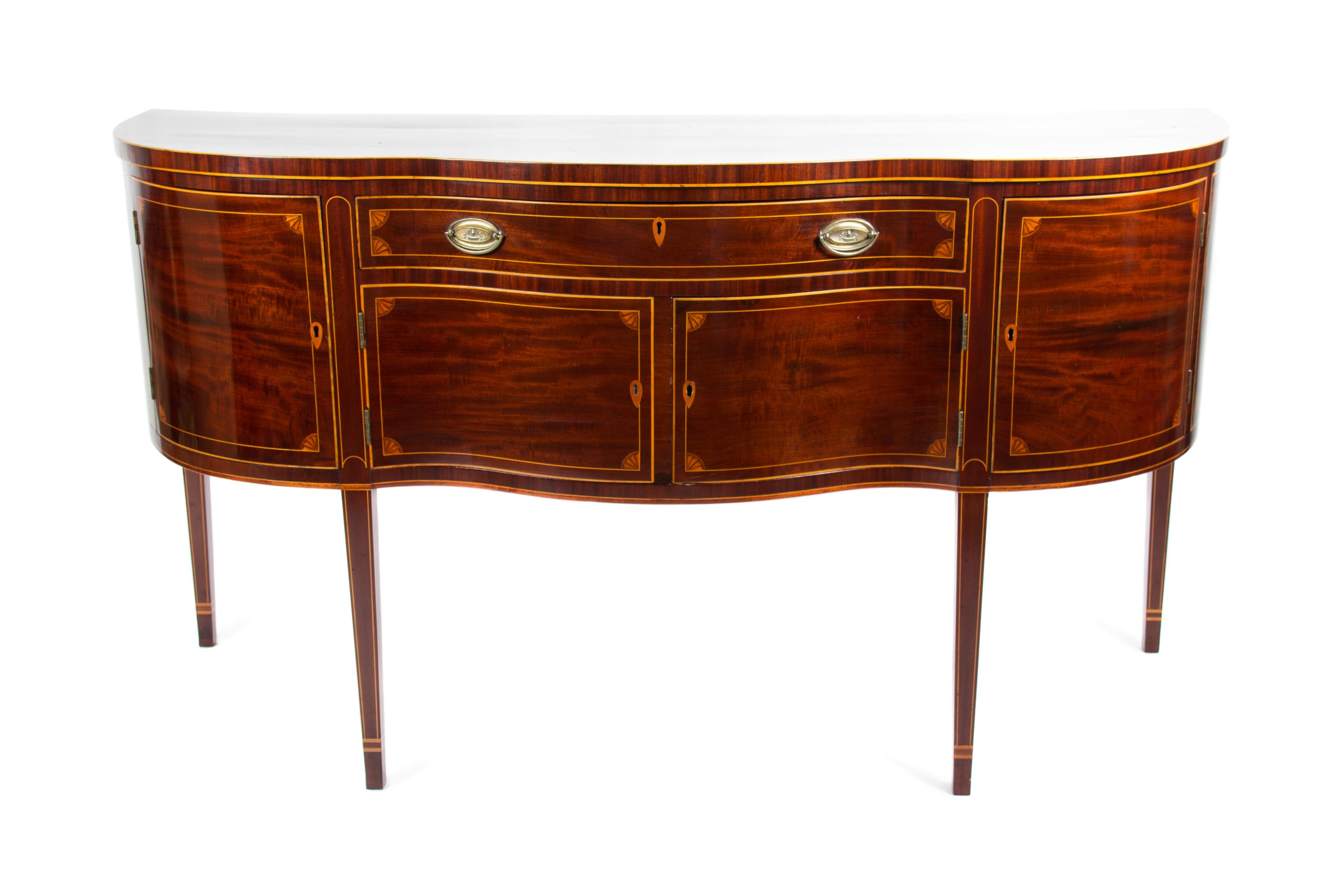 A Hepplewhite Inlaid Mahogany Sideboard Height 37 x width 67 1/2 x depth 25 1/2 inches. — Baltimore, 19TH CENTURY