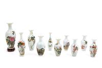 Ten Chinese Famille Rose Porcelain Vases