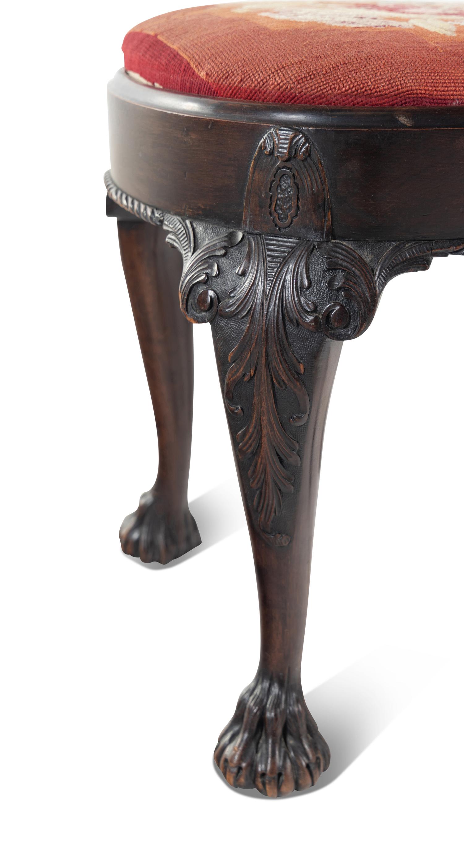 A George I Style Carved Walnut Stool