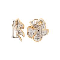 BICOLOR GOLD AND DIAMOND FLOWER EARCLIPS