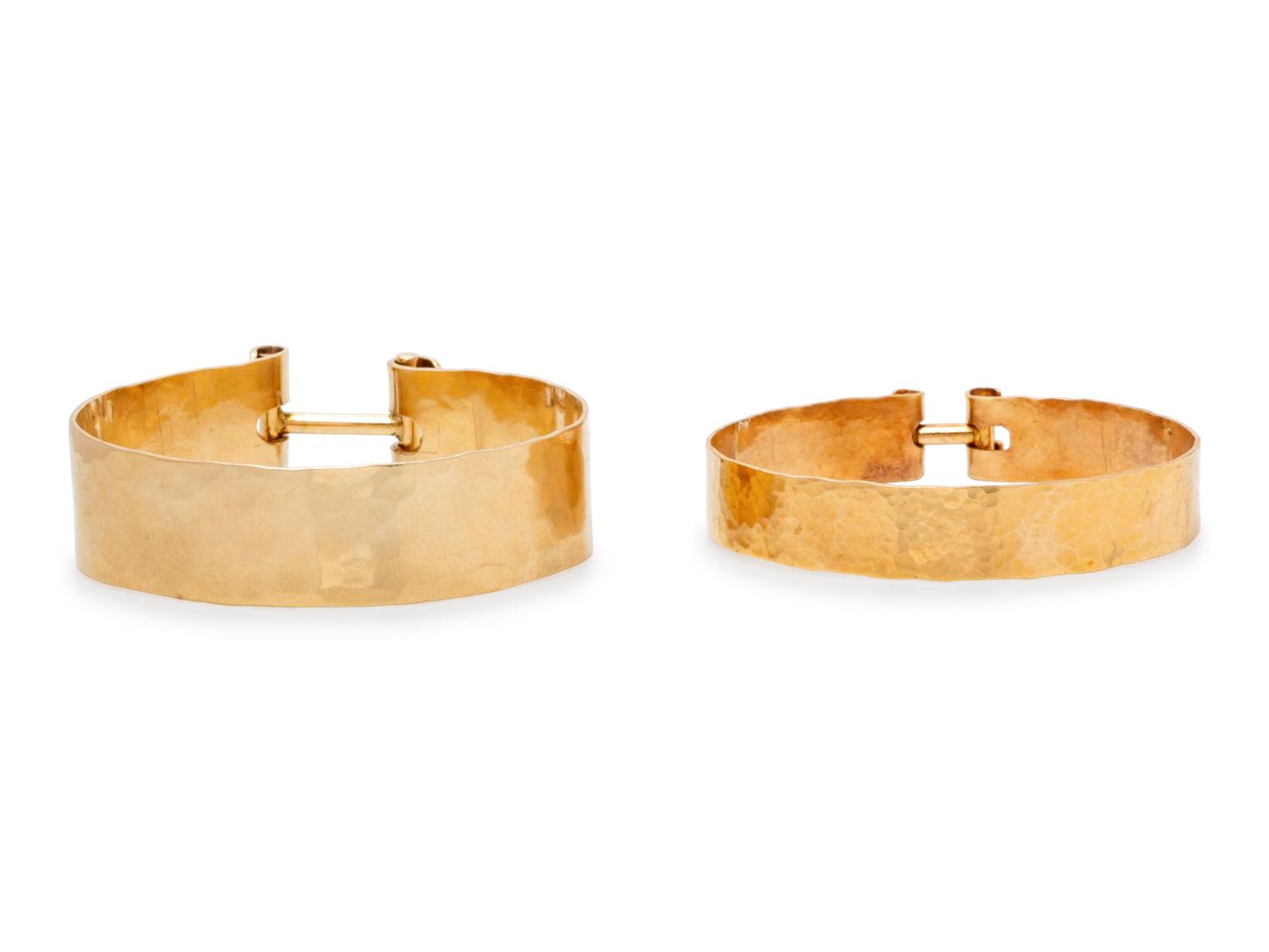 A Collection of 14 Karat Yellow Gold Bangle Bracelets, Calf & Dragon,