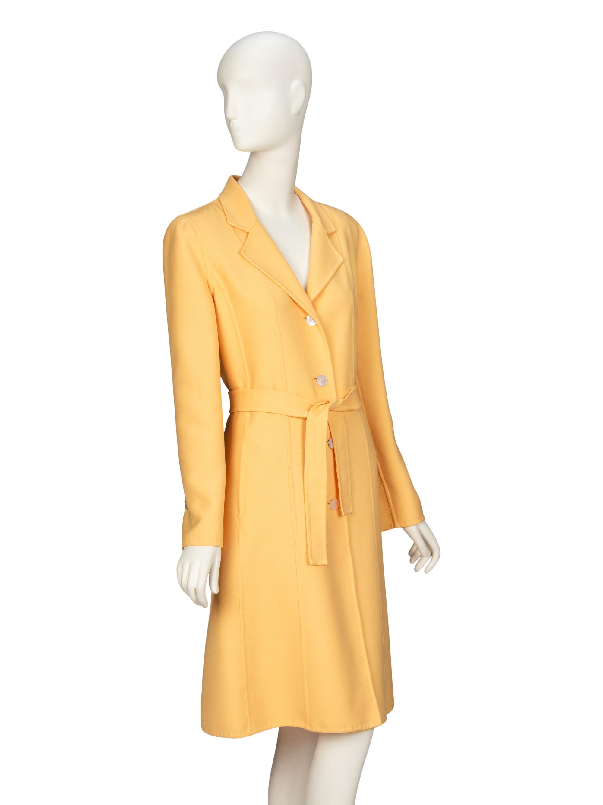 OSCAR DE LA RENTA, YELLOW WOOL COATDRESS