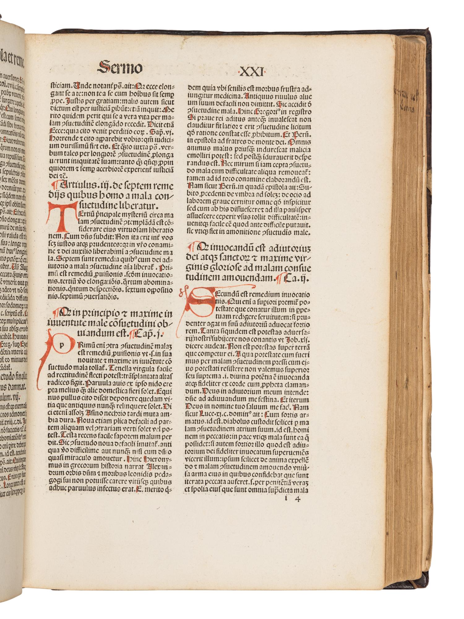BERNARDINUS SENENSIS, Saint (1380-1444). Quadragesimale de christiana religione . [Basel: Johann Amerbach, not after 1489].