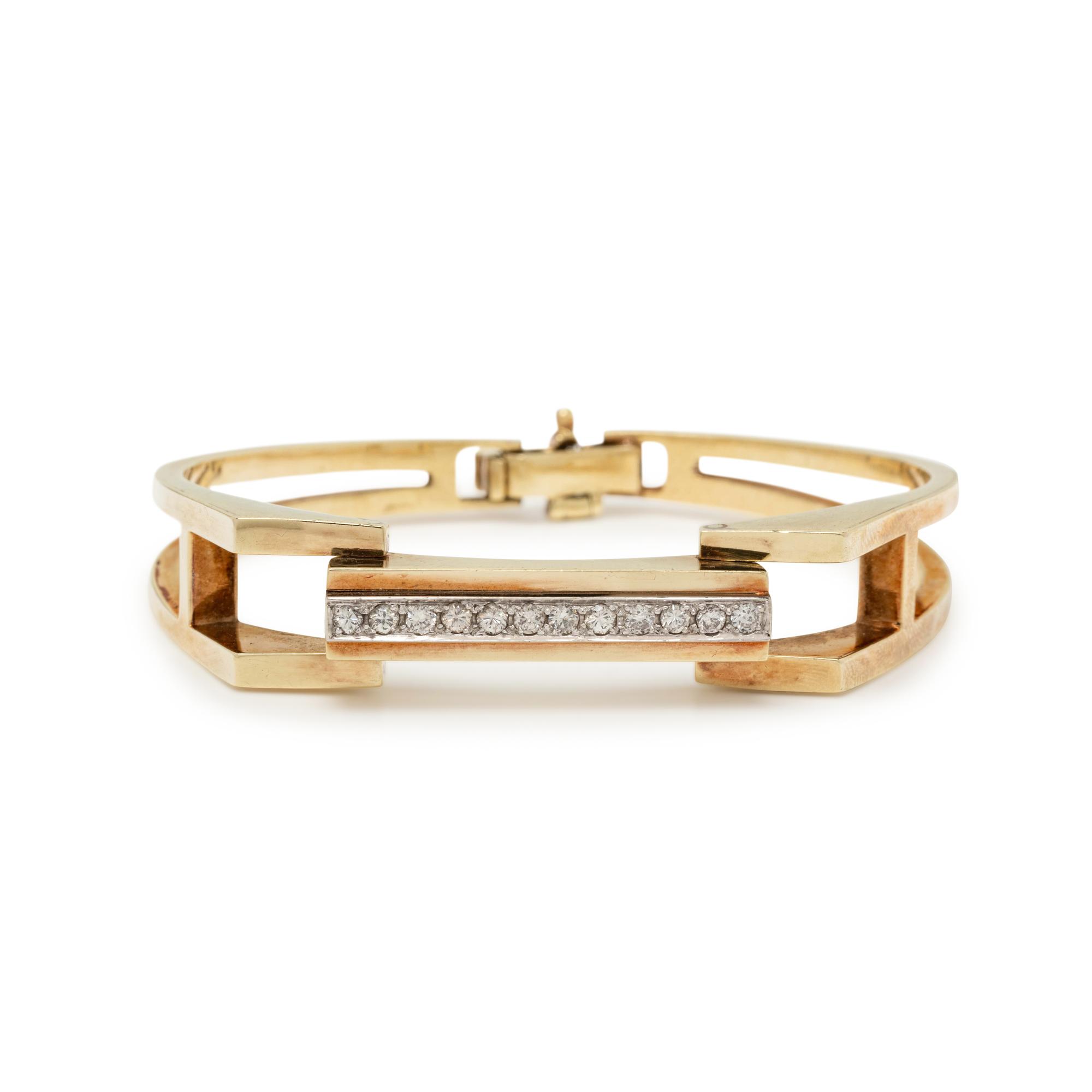 YELLOW GOLD AND DIAMOND BANGLE BRACELET