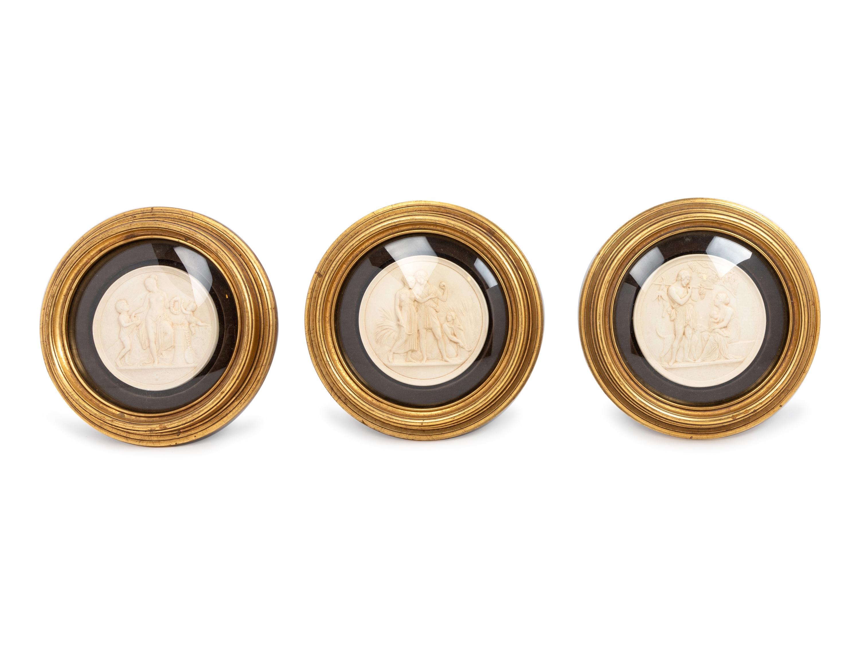 A Set of Four Neoclassical Parian Roundels