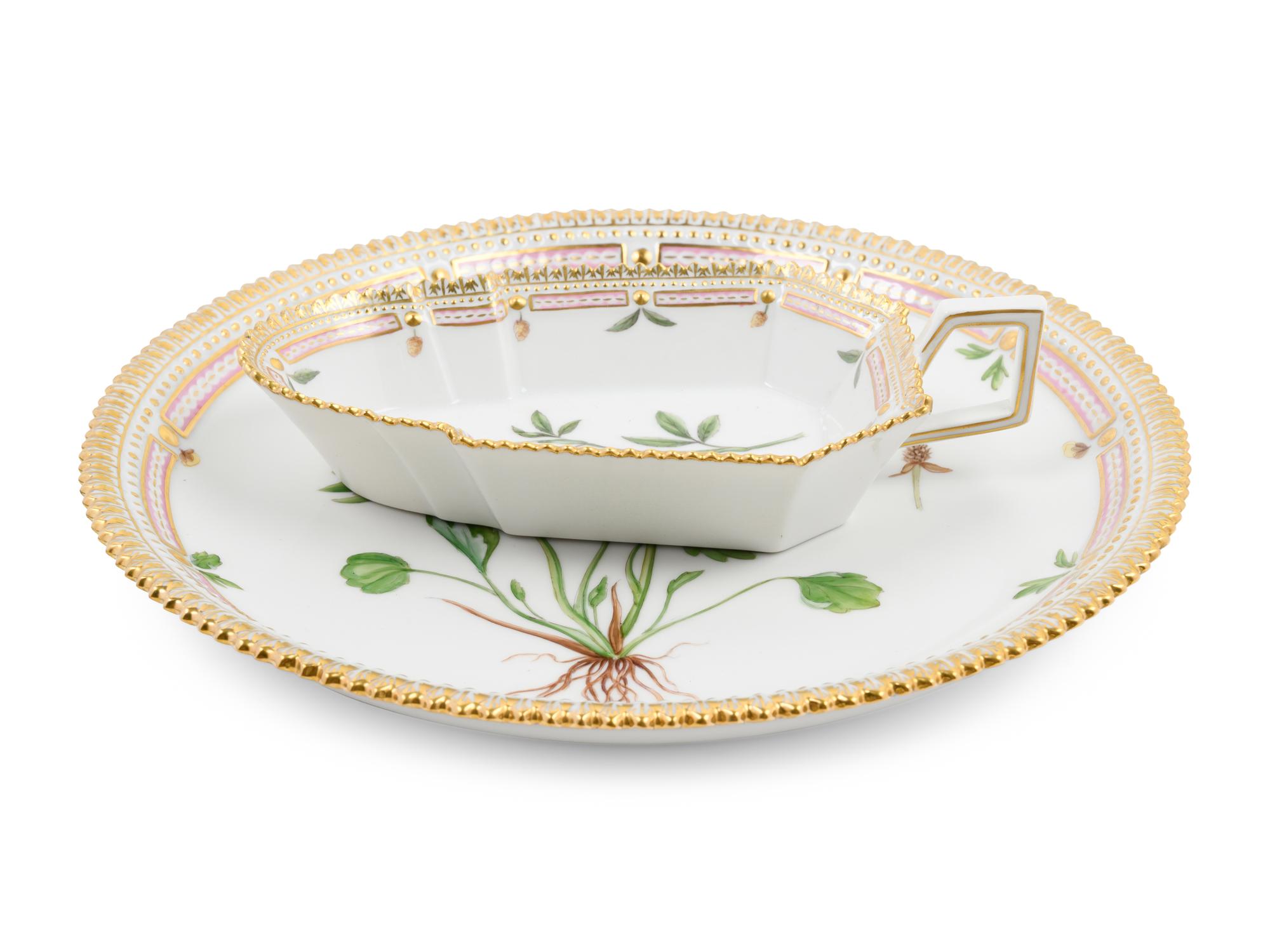 A Royal Copenhagen Flora Danica Shallow Dish and Small Tray